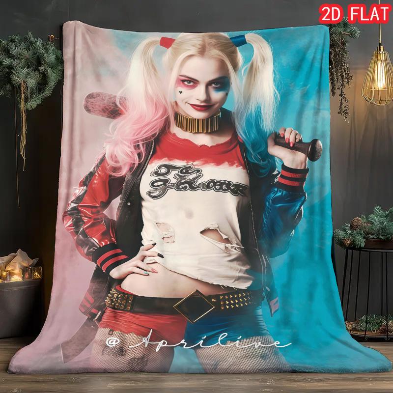 Joker Fashion Pattern Fleece Blanket Soft Lightweight Durable for Bedroom Living Room Sofa Trendy Decor