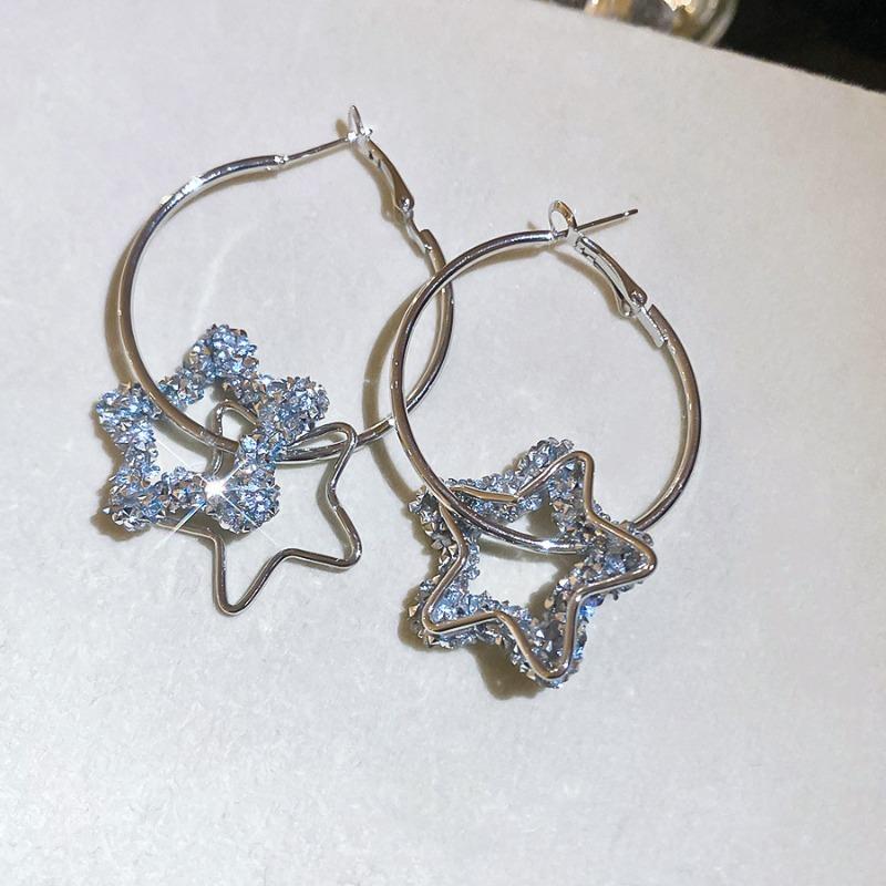 Серебряная Игла Смола Звезда Кулон Круглые Серьги Стильные Простые Серьги Ветром Новые Универсальные Серьги Женские