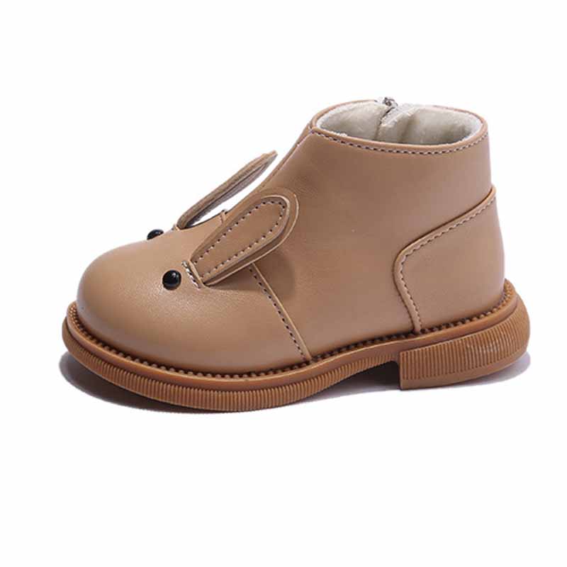 Осенне-зимние сапоги для девочек, детские ботинки принцессы с милым кроликом, нескользящая уличная обувь для малышей, теплые кашемировые сапоги для детей