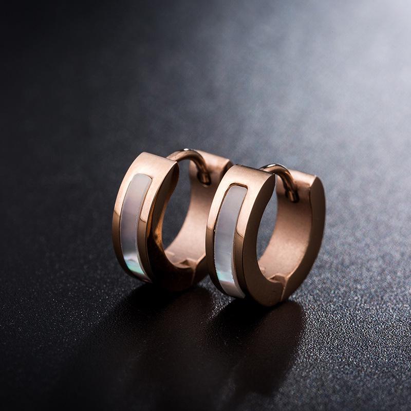 Rose Gold Geometric Titanium Steel Earrings for Women - Stylish, Simple Designs