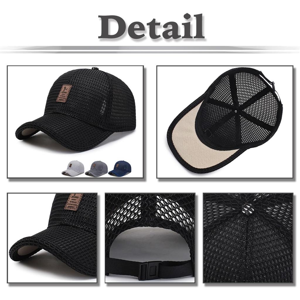 Летняя шляпа CZA142 [Белый Клык], Кепка, Шляпа, Для улицы, Сетчатая, Легкая, Дышащая, Простая, Стильная, Мужская, (Темно-серый)