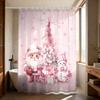 1pc Pink Merry Christmas Santa Claus Print Waterproof Shower Curtain Partition Privacy Hanging Curtain 12 Hooks Multiple Sizes