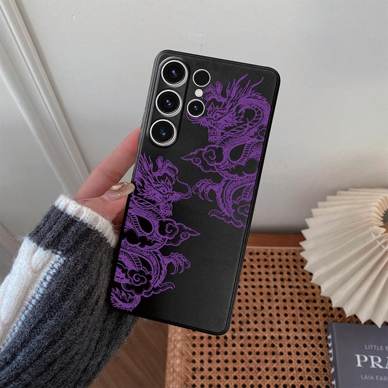 Мягкий силиконовый черный чехол с рисунком «Chines Loong» для Xiaomi Redmi Note 13 Pro 13C Poco C65 Samsung A55 S24 iPhone Camera Защитный противоударный чехол