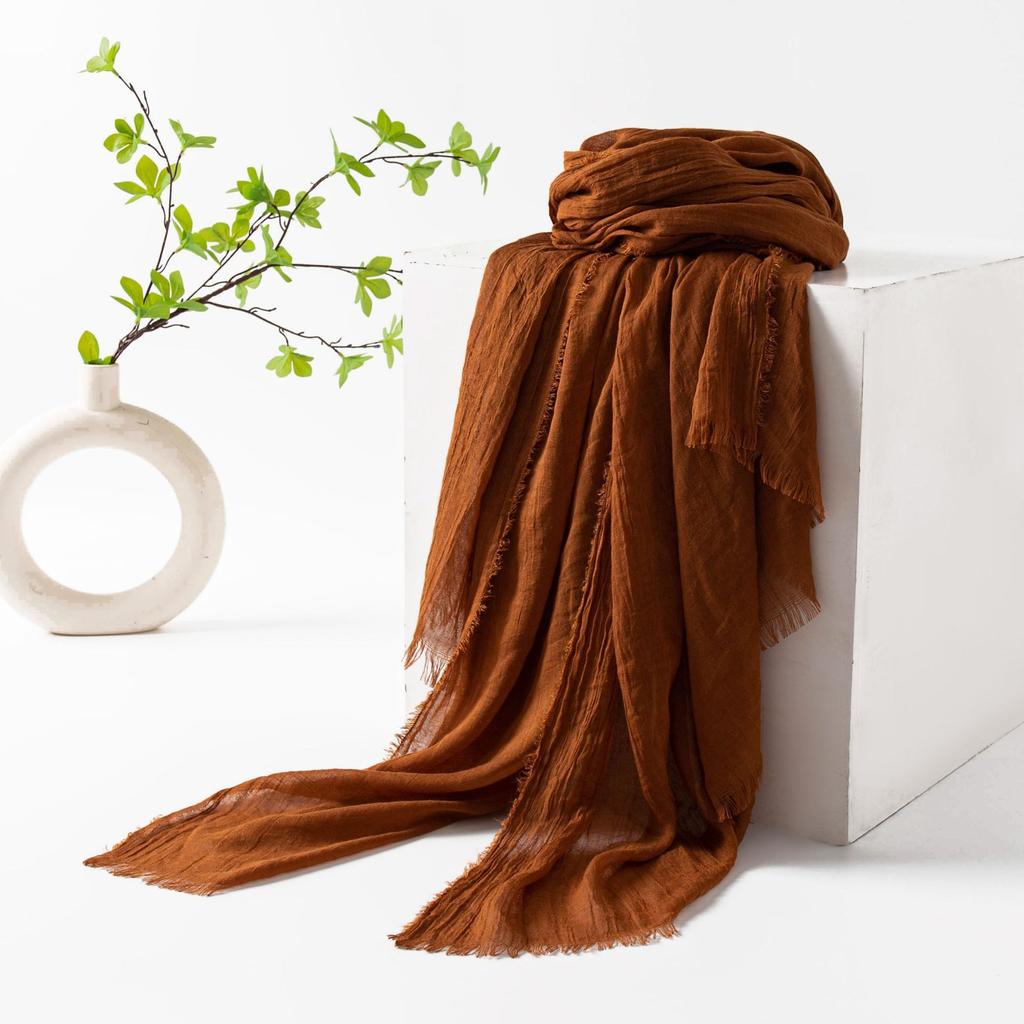 Spring and summer sunscreen scarf imitation cotton and linen solid color simple shawl women's high-end silk scarf yarn headscarf women's cross-border