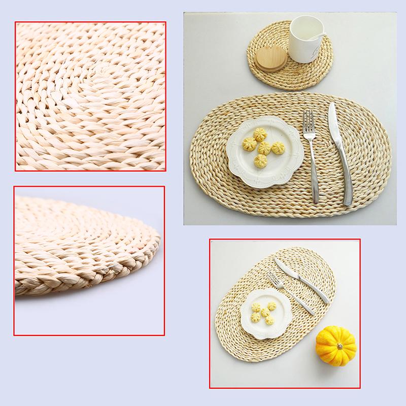WCIC Изоляционная подставка для столовых приборов из кукурузной кожуры, соломенного плетения, подставка для чашки, коврик для обеденного стола, противоскользящий держатель для горшков