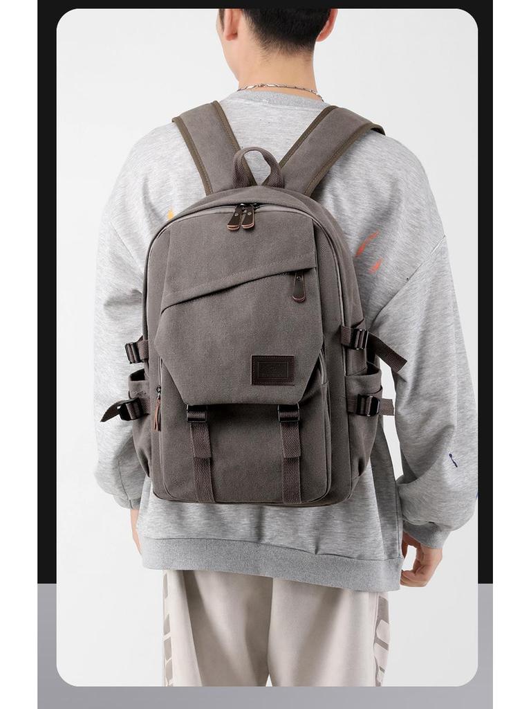 Мужской холщовый рюкзак большой вместимости, сумка для ноутбука 15,6 дюйма для студентов и пассажиров