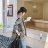 Grey Checkered Suit Jacket Women Spring and Autumn Double Breasted Suit Collar Loose Casual Graffiti Printed Suits Top