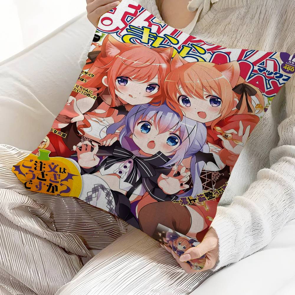 Anime Is The Order A Rabbit Pillow Gift Home Office Decoration Pillow Bedroom Sofa Car Cushion CoverPillow Case