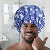 Waterproof Double Layer Bath Cap Anti-Fouling Shampoo Cap Print Hat Shower Cap  Swimming