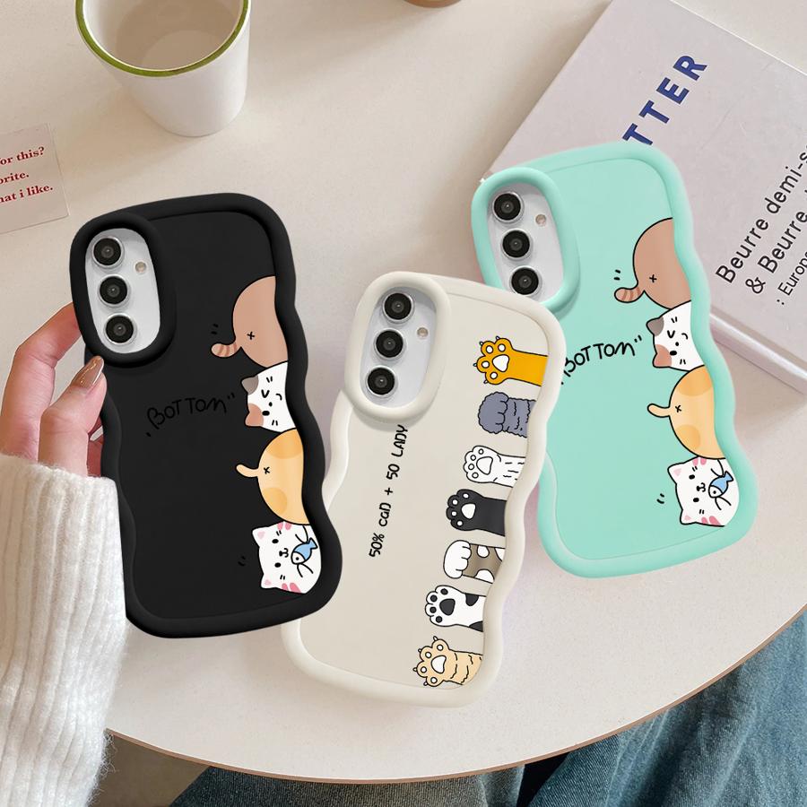 Мягкий чехол для телефона Samsung Galaxy A14 A52 A13 A16 A11 A12 A15 A21s A53 A04 A23 A05 A06 A22 A03 A33 Милый мультяшный кот