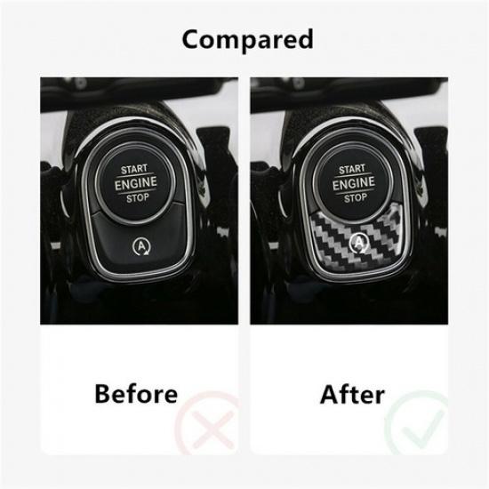 Black Carbon Fiber Car Engine Start Stop A Button Cover For Benz A B  +
