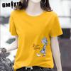 Women's Fashion Casual Summer Spring Solid Color Print Short Sleeve O-Neck T-shirts and Loose Tops