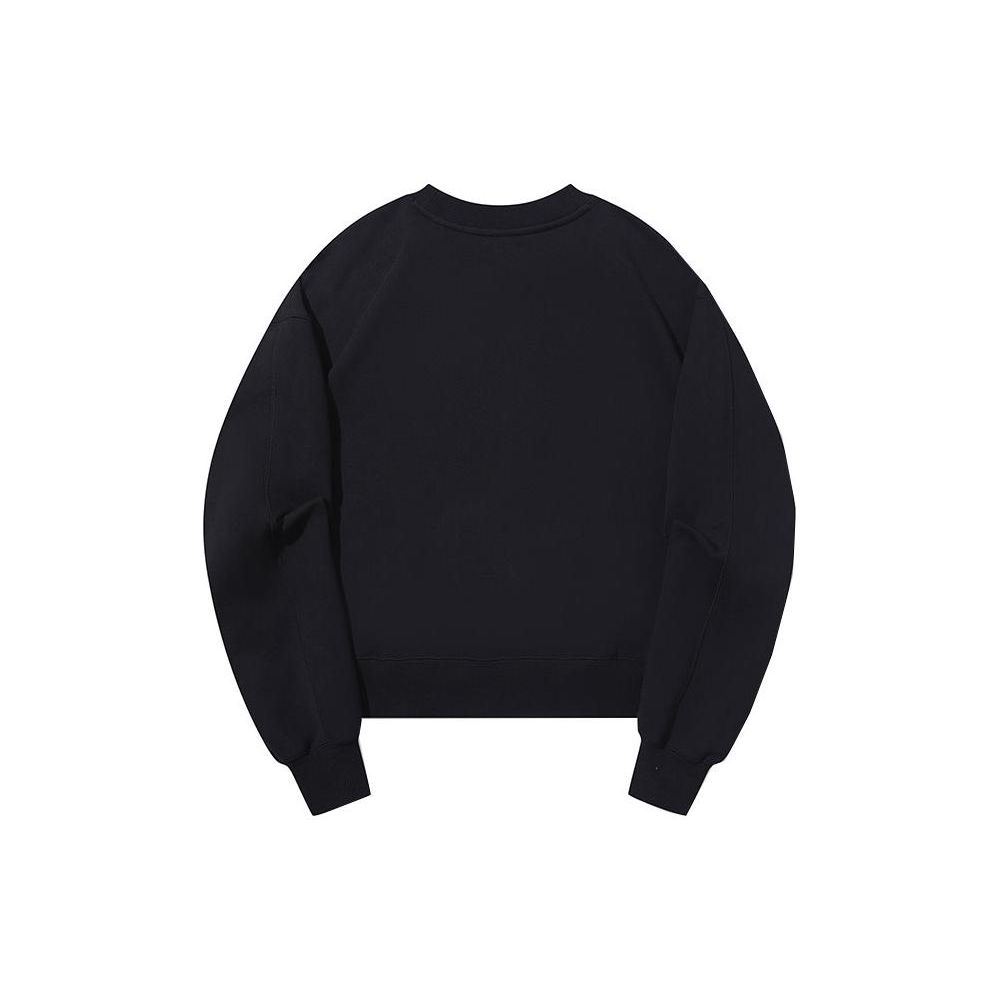 Li Ning вышитый принт круглый вырез пуловер толстовка женская толстовка черный AWDT686-7