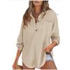 Simple Long Sleeved Button Blouse Women's Solid Color Loose T-Shirt Autumn Spring Top