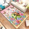 Cute Turtle with Flowers and Butterflies Patterned carpet, non slip mat suitable for living room and bedroom sofas