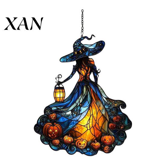 Festive Wizardly Aesthetic Gifts Witch Acrylic Suncatcher, Stained Glass Effect Window Car Hanging Ornament, Gothic Scary Handcrafted Style Suncatcher