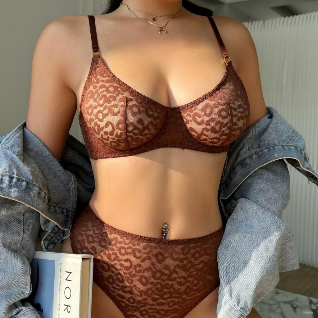 Сексуальное жаккардовое кружевное нижнее белье Французское ультратонкое прозрачное маленькое нижнее белье для большой груди с защитой от провисания, бюстгальтер большого размера с покрытием