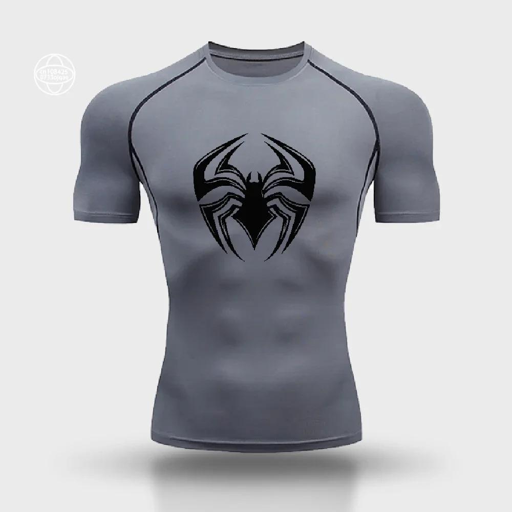 2024 модная дышащая быстросохнущая футболка для спортзала, фитнеса, бега, тренировок, компрессионная рубашка, повседневный спортивный эластичный топ S-3XL