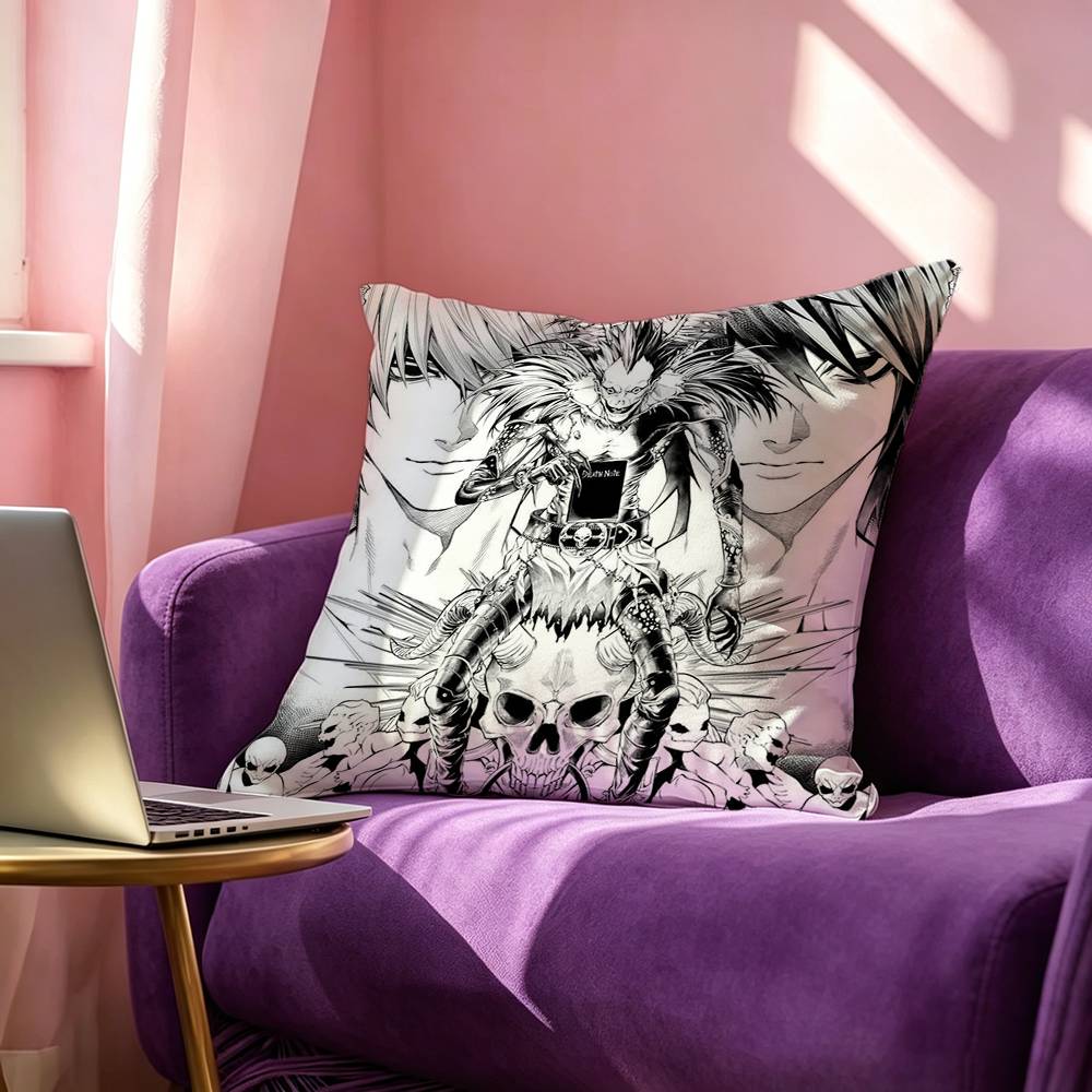 Japanese Anime Death Note Enamel Square DoubleSided printed Pillow Case Bedroom Bedside Pillow Sofa Cushion Cover