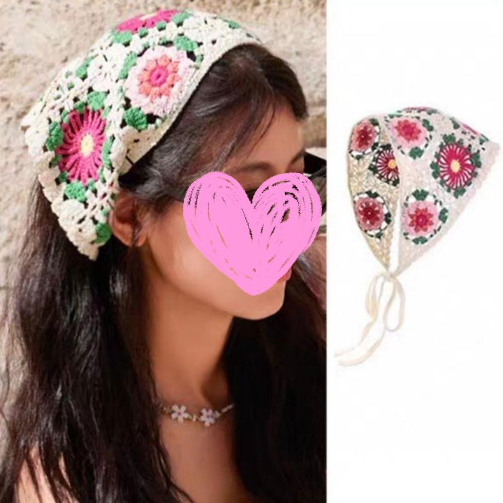 Little Daisy Headscarf Hat Multicolor Hair Band Triangular Turban Scarf for Spring Summer Outdoor