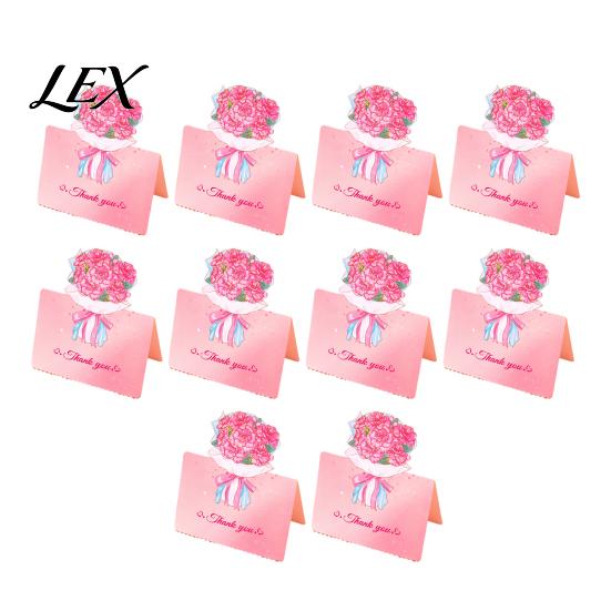 Paper Greeting Card 10Pcs 3D Bouquet Card, Thank You Best Wishes Flower Folding Floral Note for Mother's Day Father's Birthday Kit