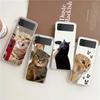 Прозрачный чехол для телефона Samsung Galaxy Z Flip 3 4 5 6 7 Жесткий складной ПК Z Flip3 Flip4 Чехол Смешной мультяшный Корейский Кот Пара
