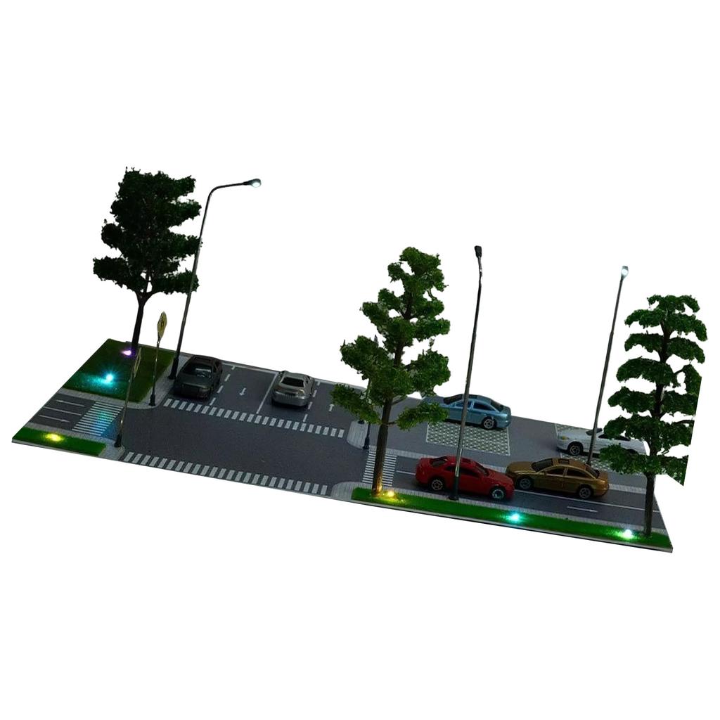 Светодиодное освещение Модель пейзажа парковки автомобиля Игрушка Диорама Городская дорожная сцена Модельные наборы 1:87 Модель ландшафта песочного стола