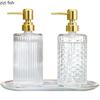 Стеклянная бутылочка для лосьона-антисептика для рук Металлическая керамическая подставка Коричневый Желтый Нажимной тип Бутылочка для шампуня Диспенсер для мыла в ванной Комнатная декорация