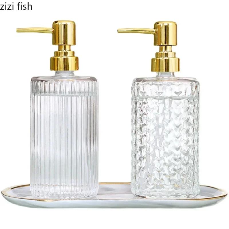Стеклянная бутылочка для лосьона-антисептика для рук Металлическая керамическая подставка Коричневый Желтый Нажимной тип Бутылочка для шампуня Диспенсер для мыла в ванной Комнатная декорация