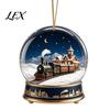 Festival Celebration Gifts Christmas Crystal Ball Style Pendant with Hanging Rope, 2D Flat Acrylic Durable Decorations Ornament for Holiday