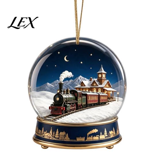 Festival Celebration Gifts Christmas Crystal Ball Style Pendant with Hanging Rope, 2D Flat Acrylic Durable Decorations Ornament for Holiday