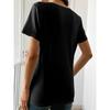 Women'S Bow "VIBE WAVE" Letter Print Short-sleeved Shirt Moderate Elasticity, Machine Washable, Crew Neck, Regular Fit, Summer 2026 New Style