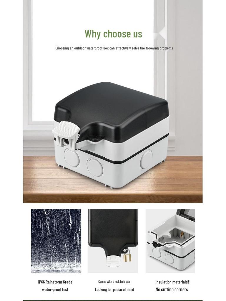British Outdoor Waterproof IP66 Socket, European/German Standard Waterproof Box