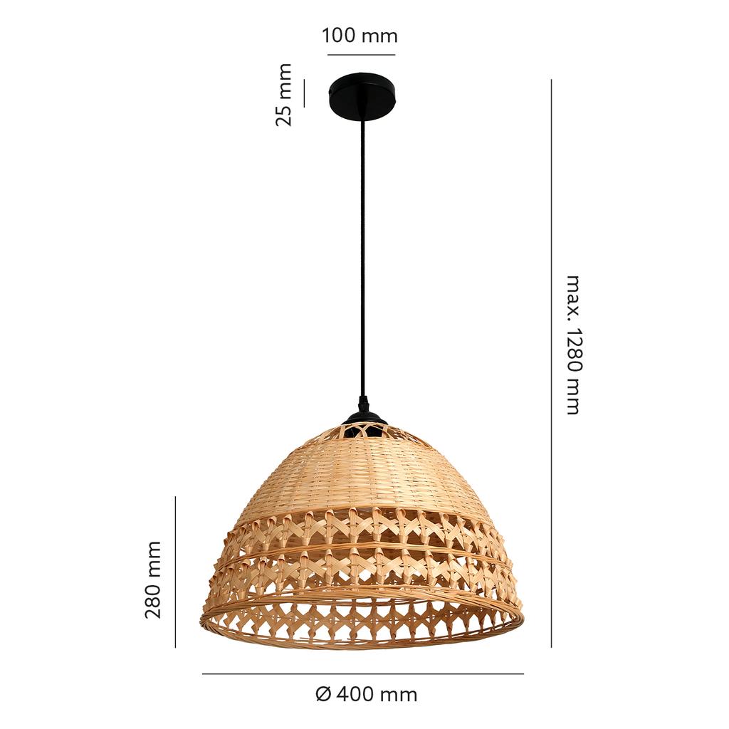 Boho Bamboo Lamp with Braided Shade 1xE27