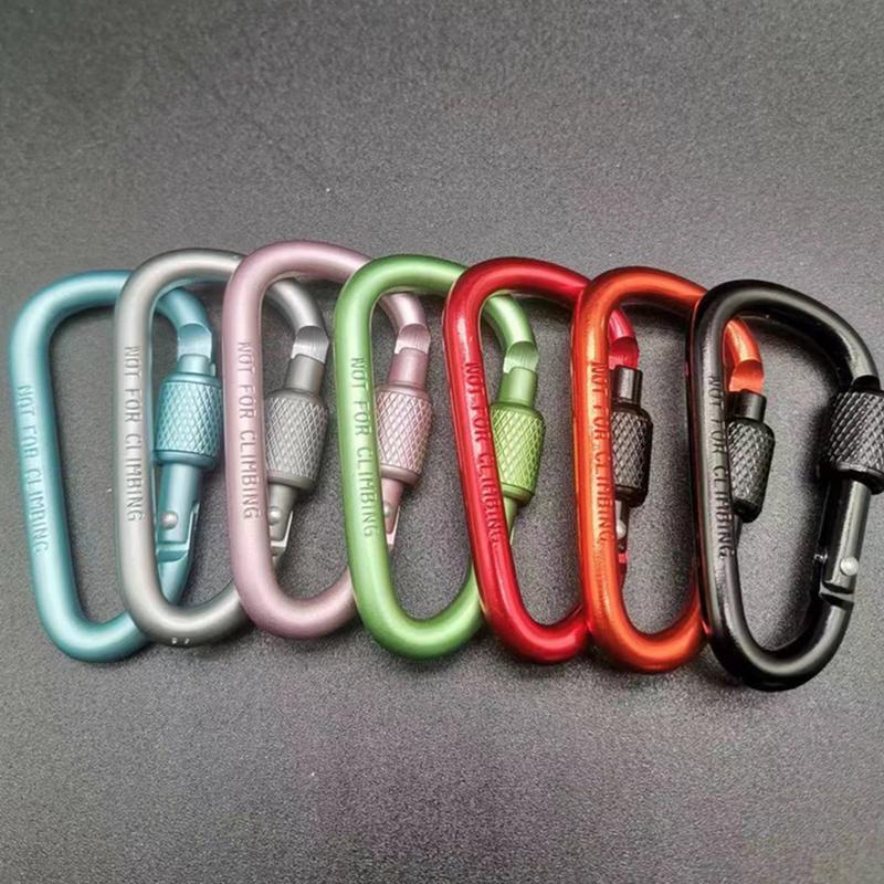 1PC Aluminum Alloy Carabiner Safety Buckle Keychain With Lock Climbing Button D-shape Carabiner Camping Hiking Hook Multi Colors