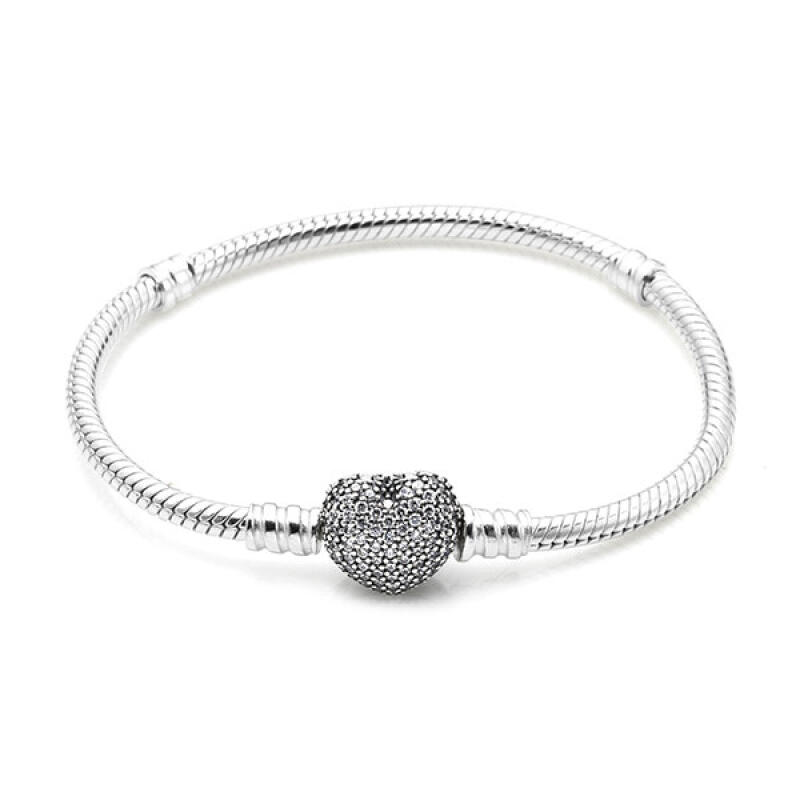 Pandora Moment Pave Heart Silver Bracelet 590727CZ-20
