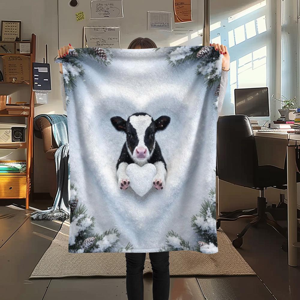 1PC Snow animals Print Flannel Blanket, High quality Comfortable for All Seasons, Home Decor, Warmth and Comfort
