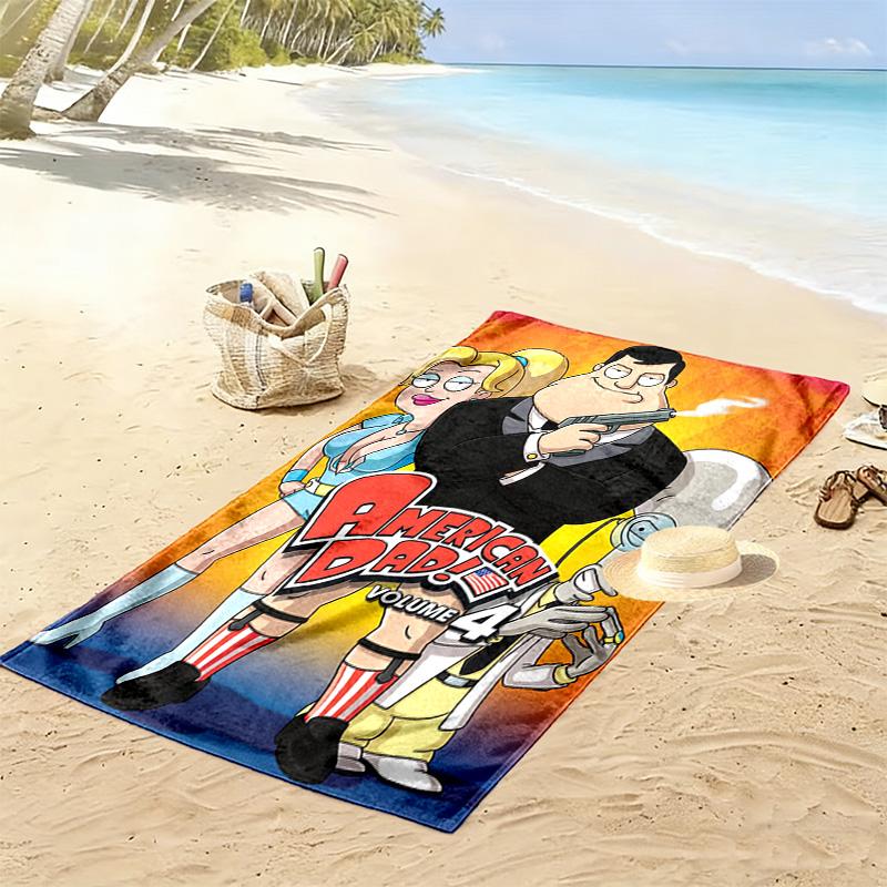 American Dad Print 2D Flat Print Beach Towel, Large Soft Quick Dry Towel for Beach Camping SwimmingXSTJ0915070