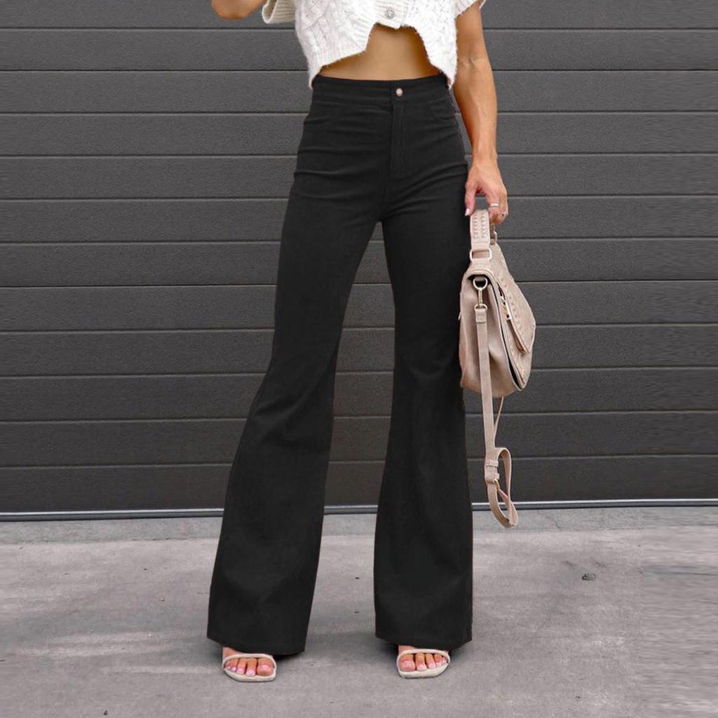 Women's High Waist Casual Pants Solid Color  Loose Straight Leg Trousers Women