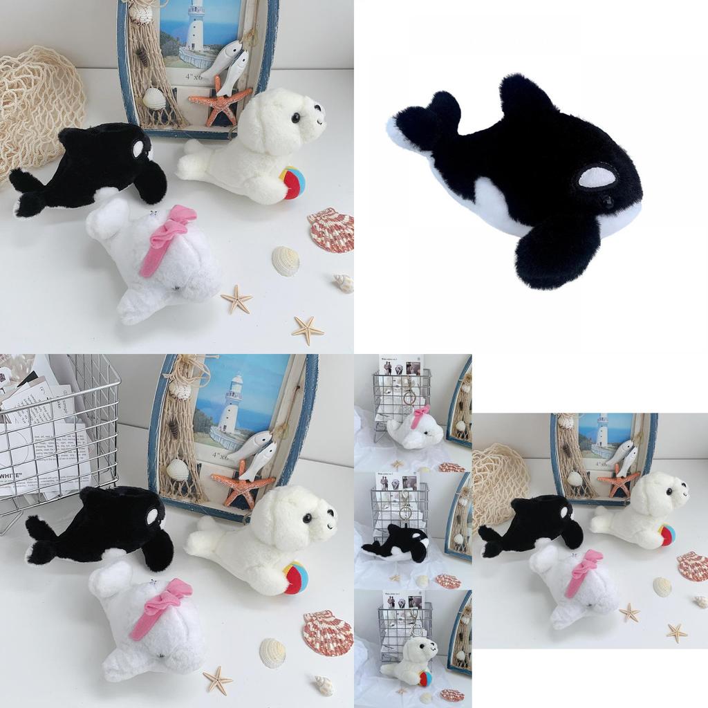 Cute Soft Plush Sea Animals Keychain Whale Dolphin Seal Backpack Accessory