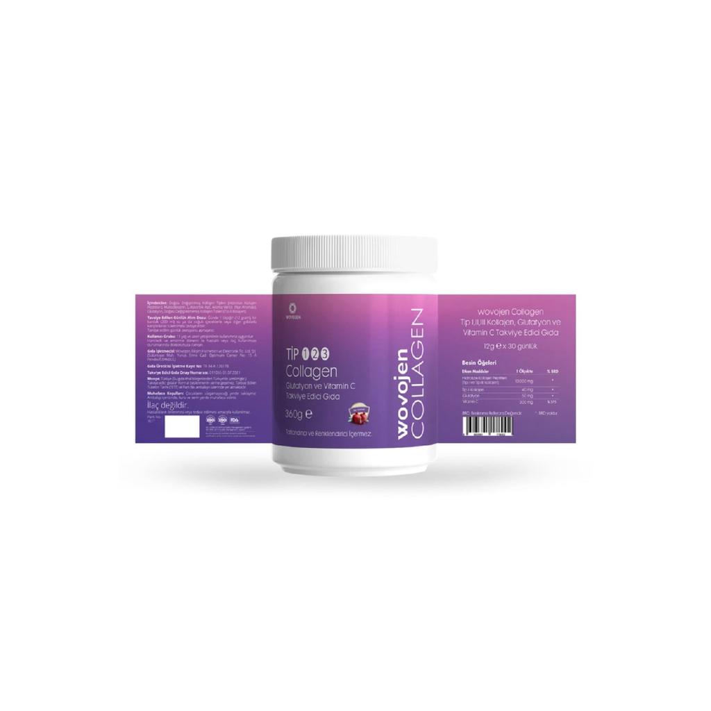 Collagen (collagen) 360 Gr Type 1-2-3 Glutathione And Vitamin C Reinforcing Food