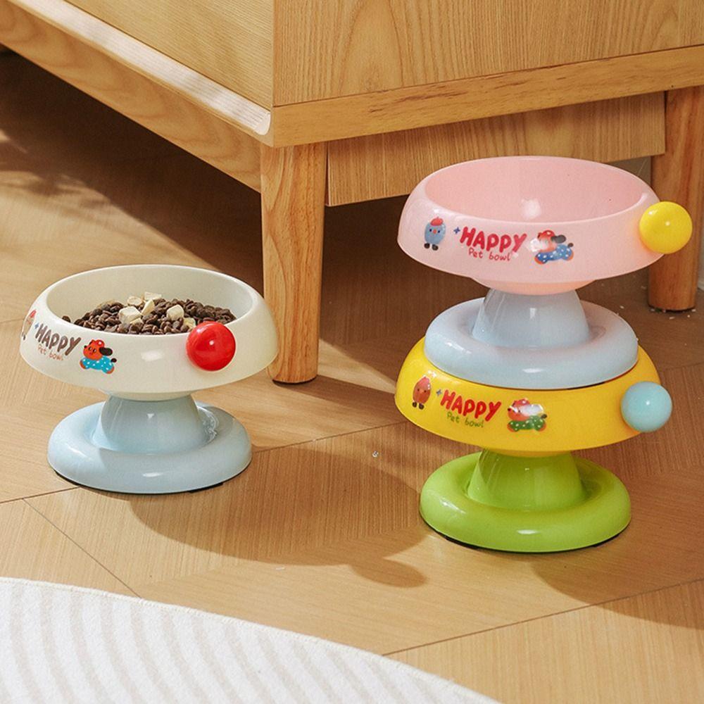 Stainless Steel Pet High Footed Bowl Cartoon Anti Slip Cat Bowl Large Capacity Anti Vomiting Elevated Pet Feeder Bowl