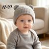 Cute Bear Ear Hat for Newborns Baby Knitted Hat, Winter Warm Stretchy Outdoor Headwear Infants Soft Cozy Skull Cap Newborn Infant Toddler Boys