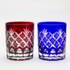Tajima Glass Tajima Glass Edo Kiriko Layered Arrow Bottom Old Glass Pair Pattern/Chrysanthemum TG04-24-2
