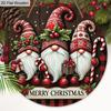 Merry Christmas Wooden Sign with Gnomes Pattern - Navidad Round Sign for Front Door, Yard, Balcony Decor - Ideal Christmas Gift