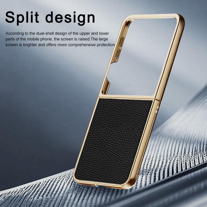 Для Samsung Galaxy Z Flip 7 Чехол Роскошная Кожа Личи Skin Покрытие Защитная Задняя Крышка Чехол Для samsung Z Flip7 Чехол для Телефона