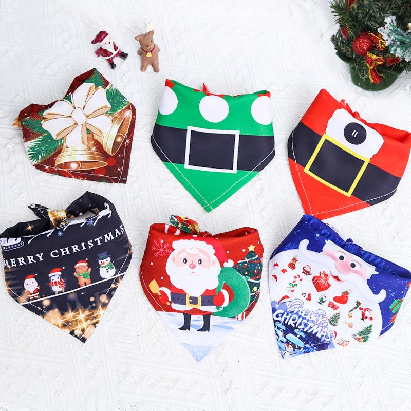 Christmas Pet Bandanas Collar for Small Large Dogs Saliva Towel Dog Triangle Towels Puppy Cotton Scarf Kerchief Pet