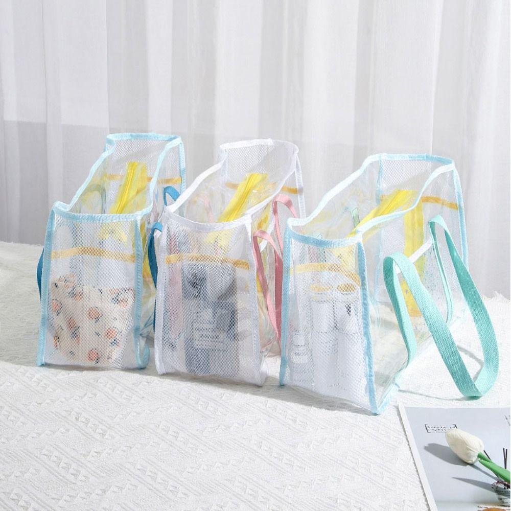 Large Capacity Pvc Transparent Handbag Cosmetic Bag Beach Tote Bag  Streetwear