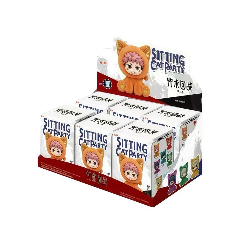 EAKI Jujutsu Kaisen Cat Sitting Party Blind Box Anime Figure Collectible Decor Ornament Birthday Gift Toy