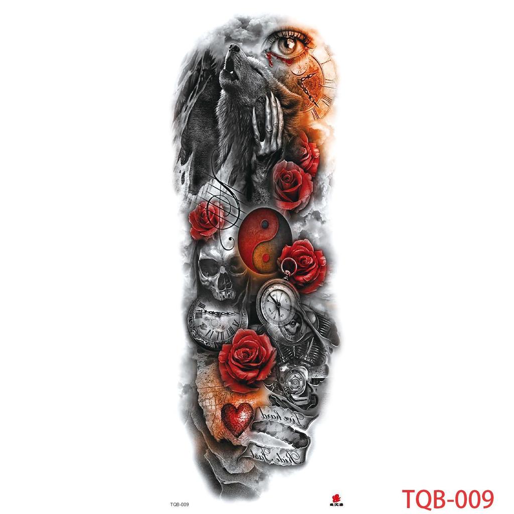 1 PC 480*170MM Large Temporary Tattoos Sleeve for Men Women Full Arm Selleve Tattoos Temporary Realistic Fake Wolf Tiger Lion Tattoo